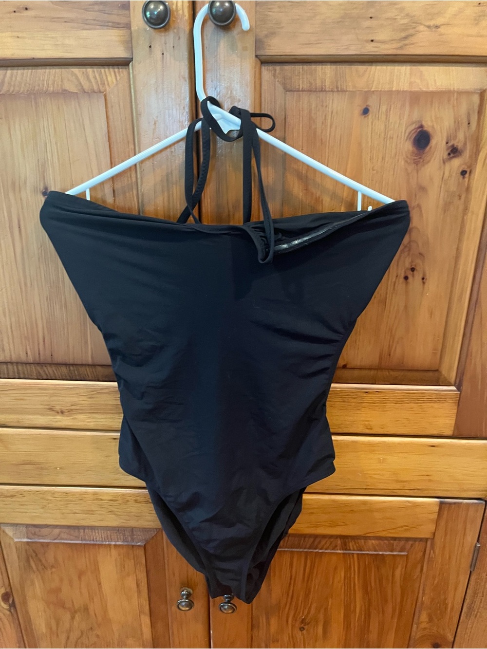 Black One-Piece Swimsuit - Classic Halter Style
